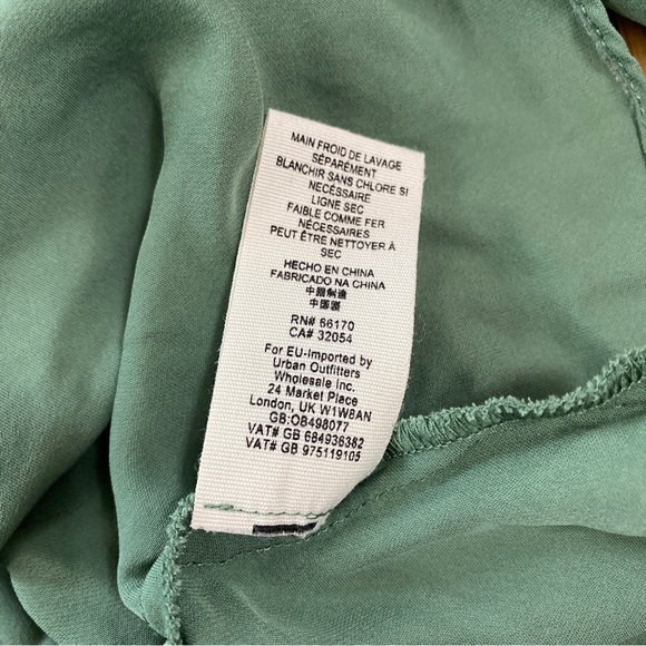 Free People Green Silk Button Front Ruffle Blouse Size S - Picture 6 of 8